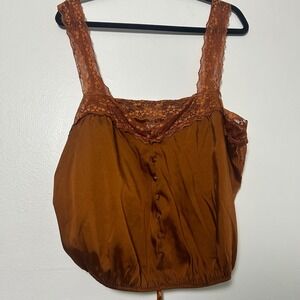 Forever 21 Plus Size 2X Rust Orange Satin Lace Trim Cami Tank‎ Top